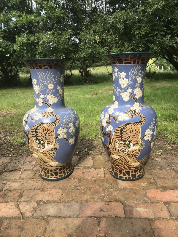 Large pair of oriental vases