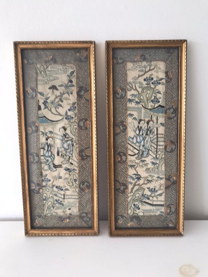 Pair of 19th century Chinese sleeve panels.
