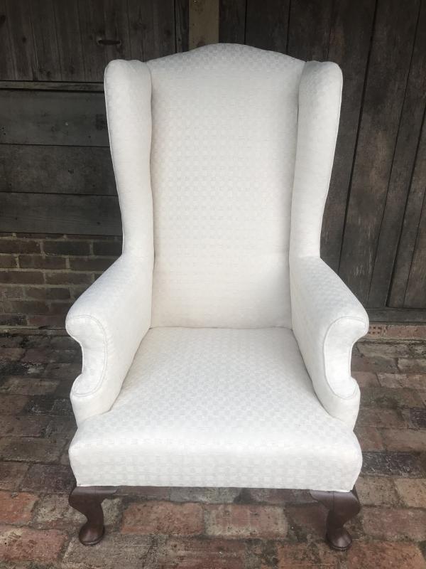 Large Victorian wing back chair .