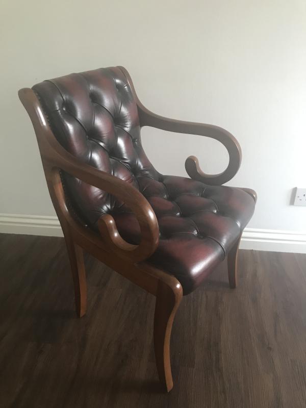 Ox blood chesterfield York slipper chair.