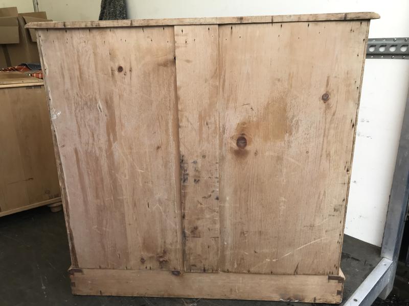Large Victorian stripped pine chest of drawers.