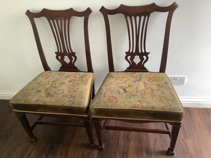 Pair mid 18th century Mahogany Chippendale style  chairs .